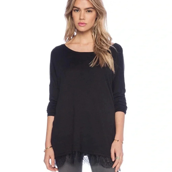 JOIE EUC Yael Eyelash Lace Hem Boxy Sweater - Picture 1 of 10